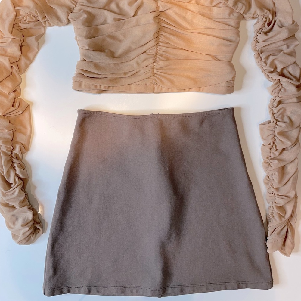 Taupe Mini Skirt